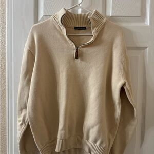 Brandy Melville Cream Zip-Up Sweater